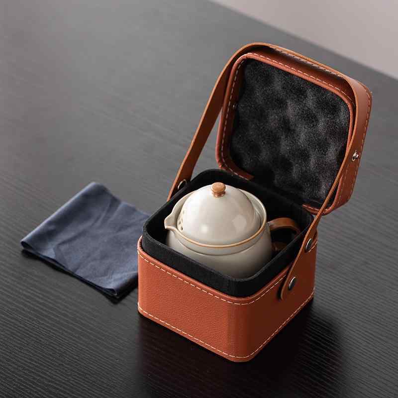 茶器 陶瓷 功夫茶セット 携帯用 ミニ 茶器セット واحد إبريق و كوبين ティーセット 茶道具 レトロ ベージュ