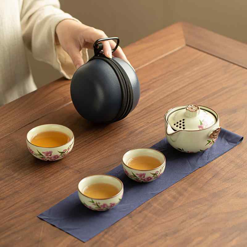 茶器 ティーセット 景徳镇 汝窑 紅梅 祥云 茶壺 茶杯 陶瓷 携帯用 旅行 田園風