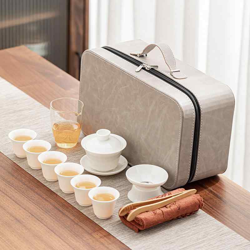 茶器セット 携帯用 茶道具 羊脂玉 陶器 アウトドア キャンプ 車載 旅行用 ティーセット 軽量 高級感