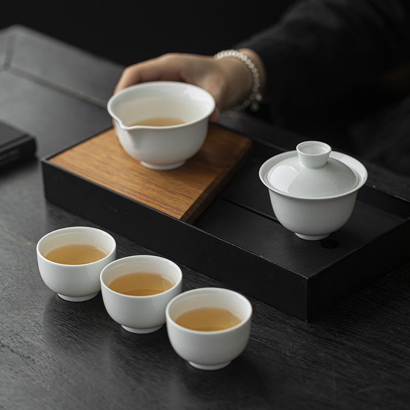 茶器 アウトドア 旅行 携帯用 陶瓷 ティーセット ポット 湯呑み 若白