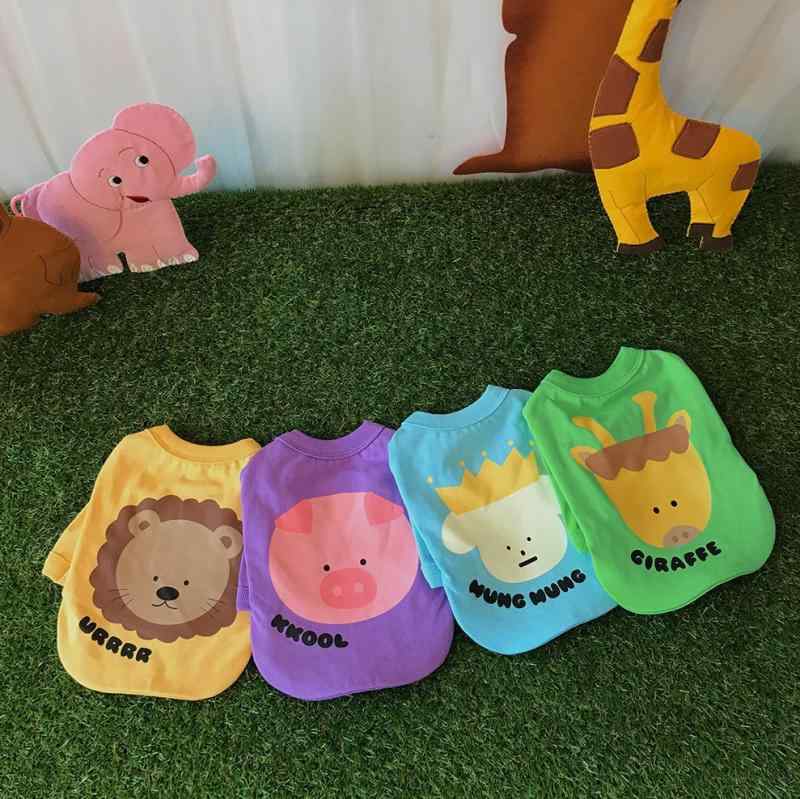 ペット服 かわいい純綿タンクトップ 犬の服 動物 アニマル イエロー ブルー パープル グリーン 小型犬 中型犬 大型犬 ルームウェア