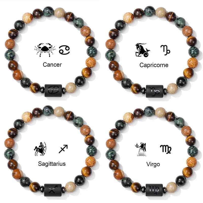 ブレスレット 天然石 虎眼石 ピクチャーストーン 星座 手作り ハンドメイド 男女兼用 ラッキーアイテム