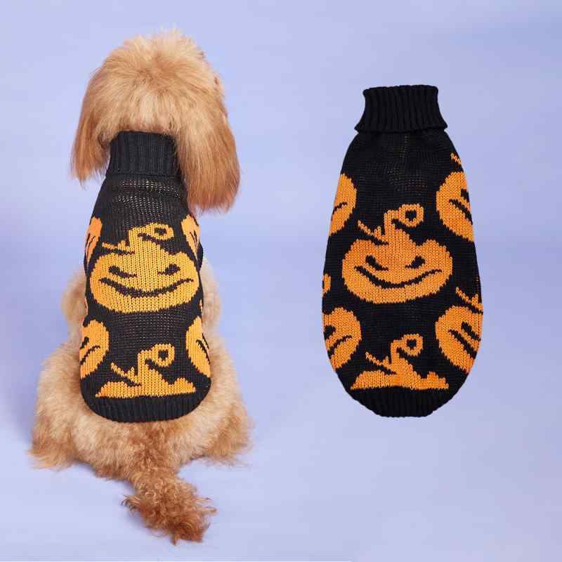 Garments - ペット用ニット 犬用セーター 秋冬 防寒 かわいい ハロウィン 南瓜 小型犬 中型犬 ブラック アクリル パーティー