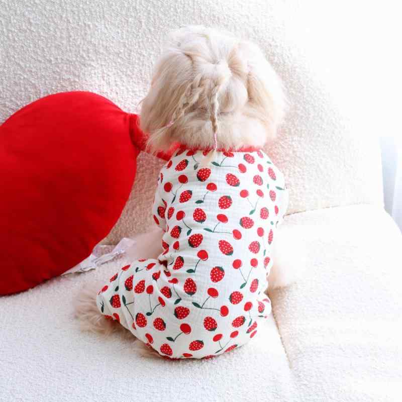 犬猫用服 スカート ペット服 春夏 かわいい いちご柄 通気性 快適 薄手 レッド XS S M L XL XXL