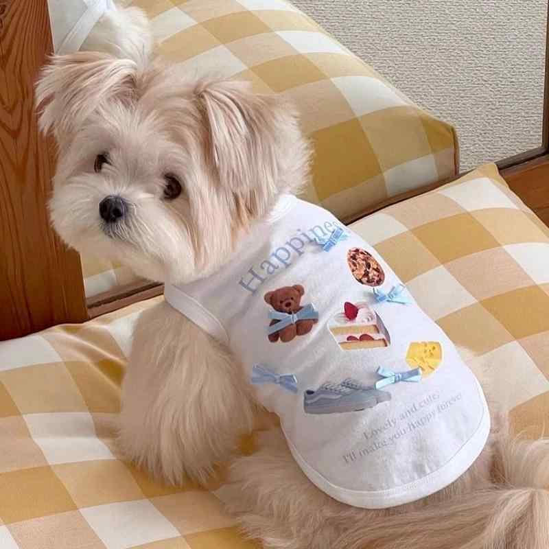 Garments - ペット服 レディース 春夏 かわいい 蝶結び キャミソール 薄手 小型犬 向け タンクトップ ポリエステル バンディブルー オリーピンク