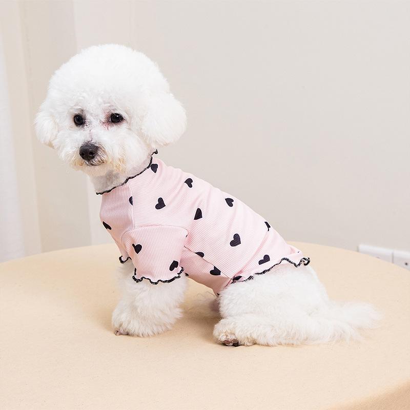 犬服 猫服 ペット服 春秋 四脚 かわいい 小型犬 猫 公主風 ポリエステル ピンク ホワイト