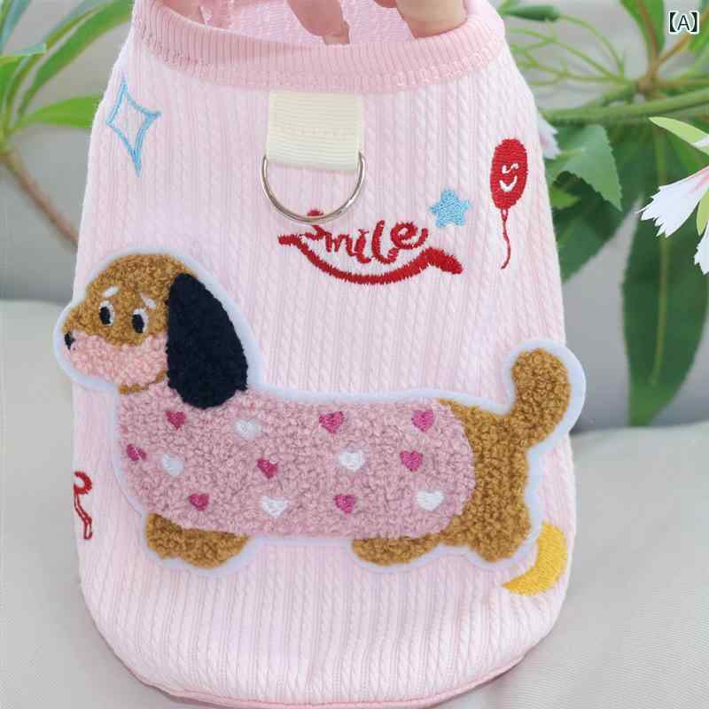 犬 服 春夏 かわいい 小型犬 胴輪 ハーネス リード付き 散歩着 お洒落 ポリエステル ピンク ブルー ベ..