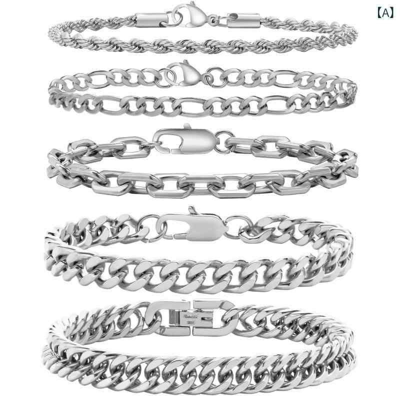 ブレスレット メンズ レディース ステンレス チェーン 古着MIX カジュアル ユニセックス スチール ブラック ゴールド