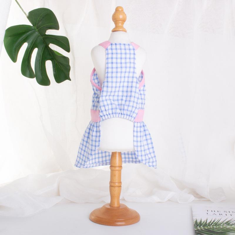 犬服 かわいい 格子柄 犬用 服 散歩着 お洒落着 ペット服 小型犬 中型犬 ピンク ブルー