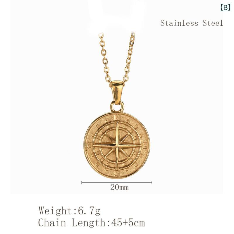 ネックレス メンズ レディース チタン鋼 コンパス ペンダント チョーカー ステンレス アレルギー対応 シルバー 銀色 ゴールド 金色 十字チェーン スタイリッシュ ユニセックス