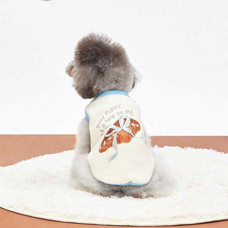 ペット服 犬服 ドッグウェア ベスト かわいい 小型犬 中型犬 春秋 ポリエステル 白 ホワイト パン柄 腹..