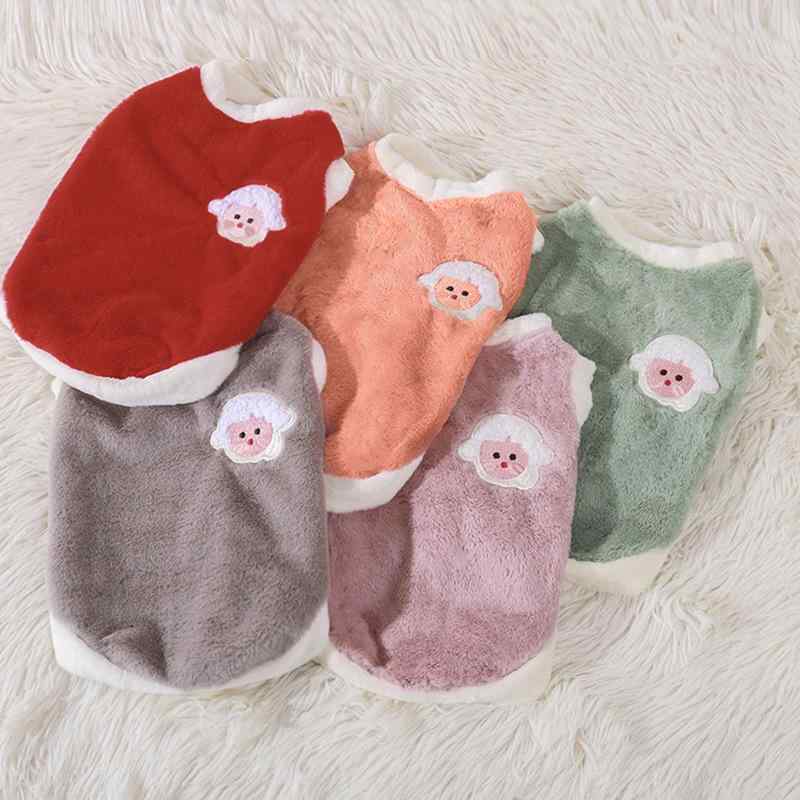 ペット服 猫 レディース 秋冬 背心 暖かい かわいい ウサギ毛 部屋着 ピンク グリーン オレンジ レッド..