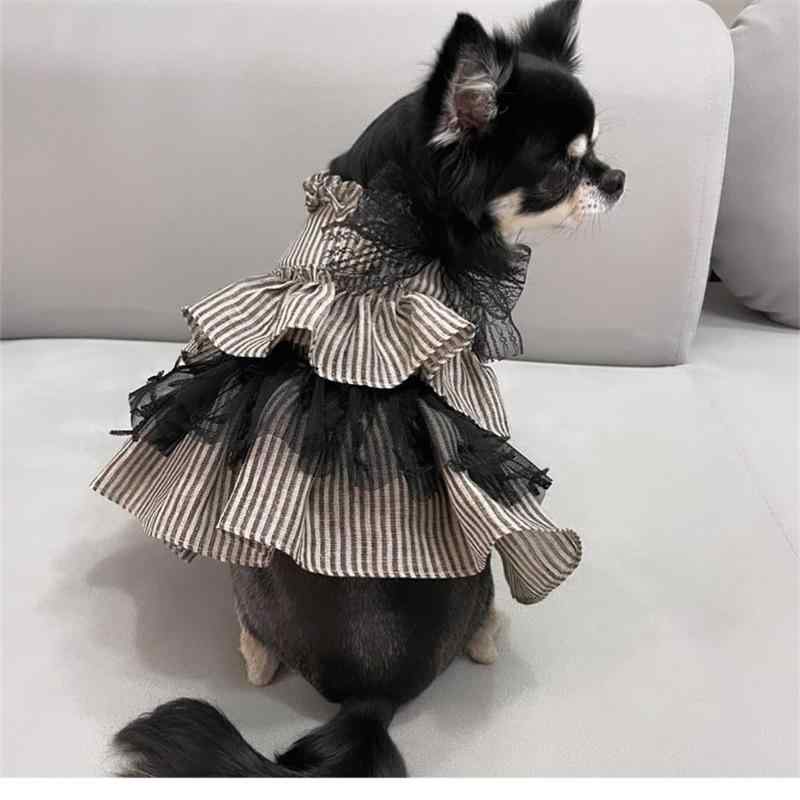 犬服 猫服 小型犬 春夏 ストライプ かわいい ワンピース プリンセス テディ ポメラニアン ビション 混..