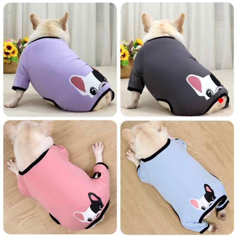 ペット服 犬 服 春秋 パジャマ 綿 ニット 伸縮性 ドッグウェア かわいい パステルカラー ピンク系 ブル..