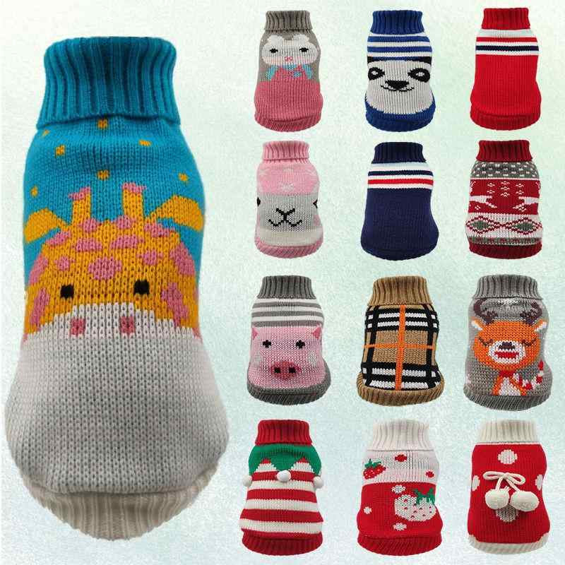 犬猫用セーター 犬服 小型犬 秋冬 ニット 服 大紅草莓 蔵青条紋 灰色麋鹿 一颗心红 一颗心藍 大红条纹 ..