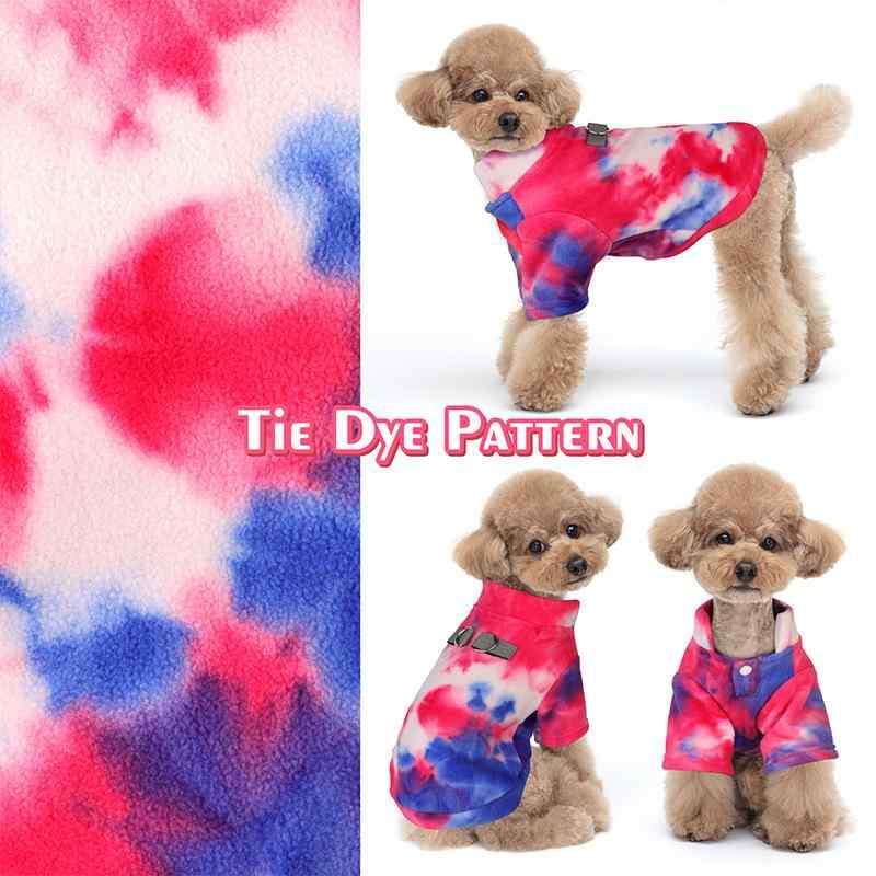 ドッグウェア 小型犬用 犬服 秋冬 暖かい フリース 扎染 染色 タイダイ柄 パーカー トレーナー カジュ..