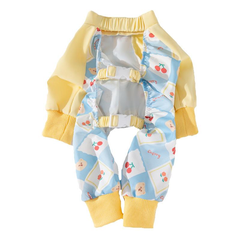 犬用防塵防水パンツ 大型犬用 四脚タイプ 満面プリント柄 アウトドア 汚れ防止 金毛犬 ポリエステル