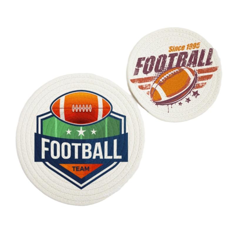 テーブルマット コースター キッチン ダイニング テーブル 厚手 断熱 円形 綿糸 手編み 白 直径24cm 18cm 2枚セット 北欧 ヨーロッパ 南米