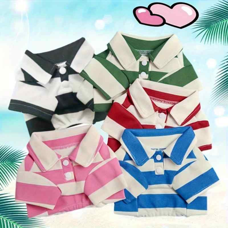 犬用Tシャツ ストライプ柄 ペット服 通気性 伸縮性 ドッグウェア 小型犬 ポリエステル かわいい おしゃ..