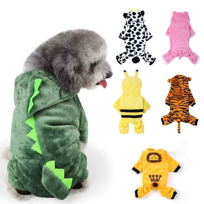 ペット服 秋冬 小型犬 ドッグウェア 着ぐるみ コスチューム かわいい カートゥーンstyle 恐竜 牛 虎 ライオン ピカチュウ ブタ コーラルベルベット