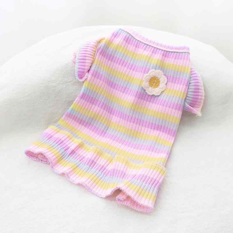 ペット服 薄手 犬 猫 小型犬 夏服 背心 パステルカラー レインボー ボーダー XS S M L XL