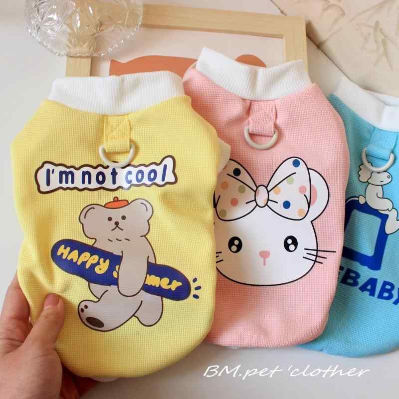 ペット用服 レディース 春夏 背心 小型犬 猫 薄手 かわいい ポリエステル ピンク系 ブルー パープル イ..