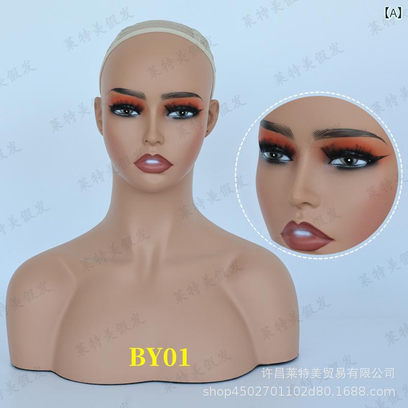 マネキン レディース ウィッグ 展示用 頭部 肩付き PVC製 成人 女性