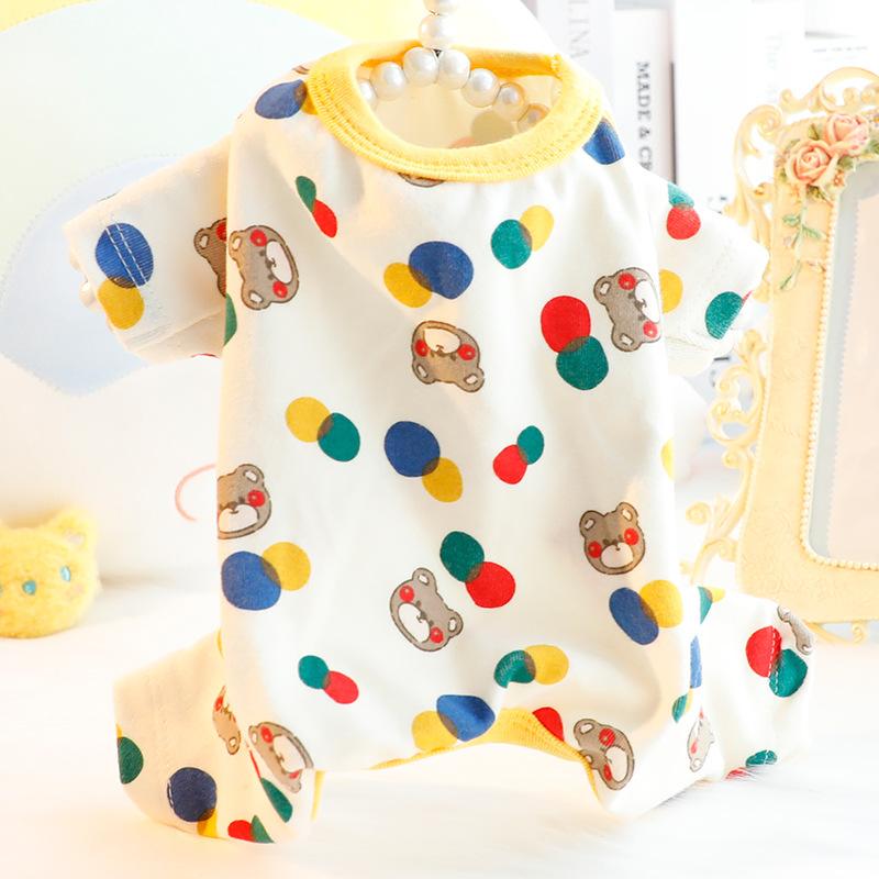 犬 服 秋冬 あったか Tシャツ 小型犬 パジャマ ルームウェア 綿 彩球 くま柄 かわいい おしゃれ 浅咖色 ベージュ