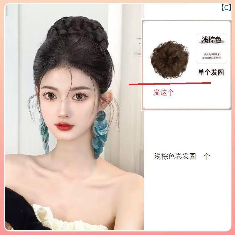 ヘアアクセサリー レディース お団子ウィッグ ヘップバーンスタイル 漢服 髪飾り ...