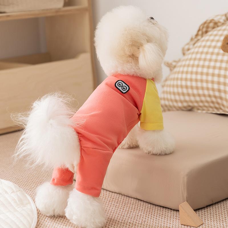 ペット服 犬 四脚 部屋着 あったか 発熱 デニム風 切り替え 小型犬 中型犬 防寒 パジャマ オリーブ ピ..