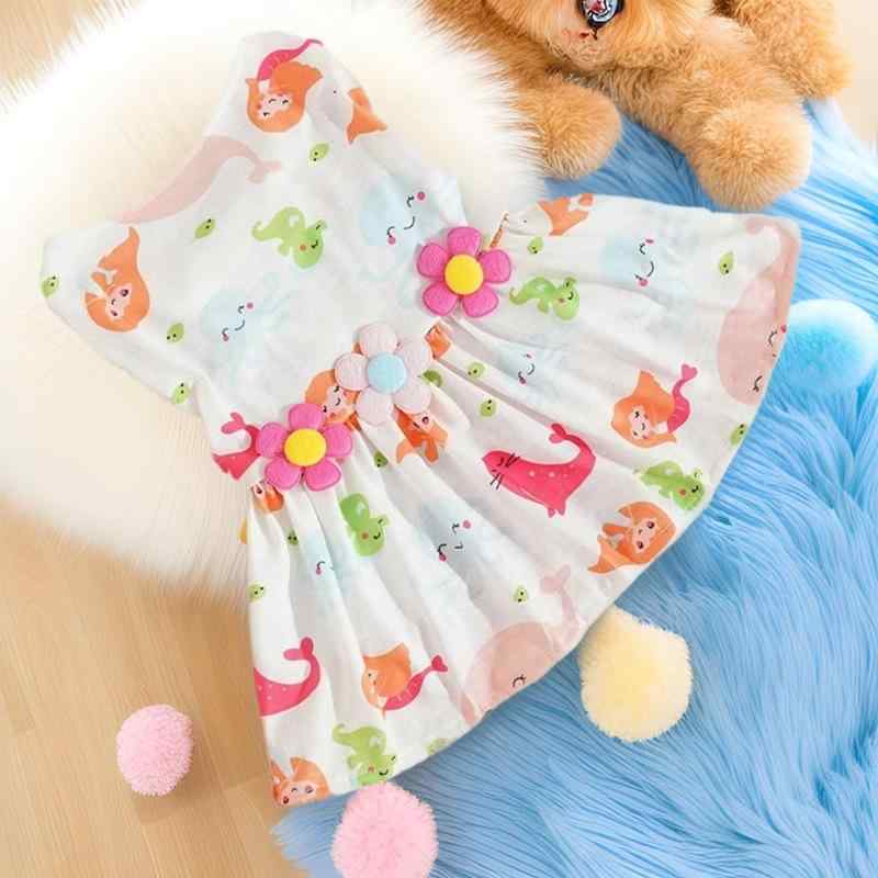 犬服 猫服 ペット用スカート 春夏 かわいい 海の生き物柄 恐竜柄 ポリエステル 小型犬 中型犬