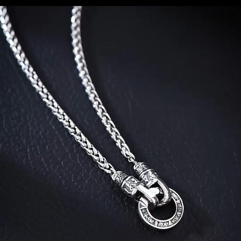 ネックレス メンズ s925 シルバー 唐草模様 幾何学模様 チョーカー ペンダント ユニセックス 男女兼用 シルバーアクセサリー ラッキーアイテム