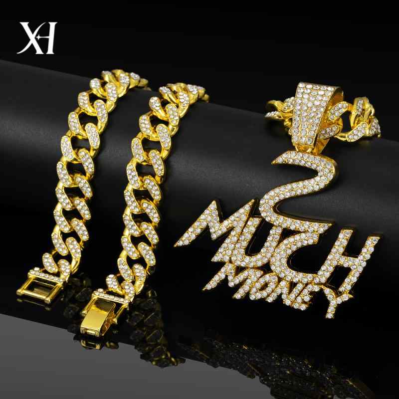 ネックレス メンズ 男性用 亜鉛合金 ジルコニア MONEY ドッグタグ キューバチェーン ヒップホップ ラッキーアイテム アクセサリー ゴールド シルバー 50cm 60cm