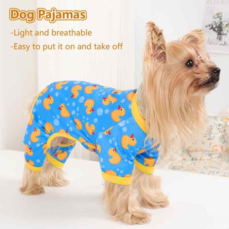 ペット服 犬 猫用 パジャマ ルームウェア かわいい アヒル柄 ドッグウェア キャットウェア 小型犬 中型..