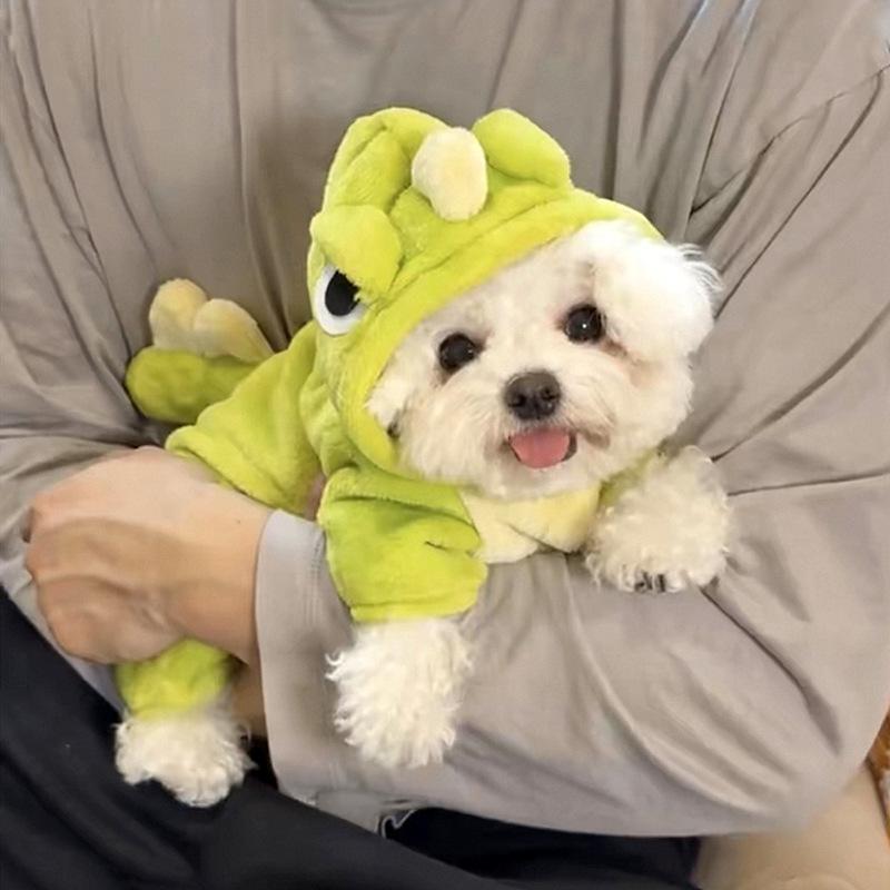 犬 服 春秋 かわいい ペット服 四脚 恐竜 着ぐるみ フリース ドッグウェア 超小型犬 小型犬 寒さ対策 暖かい