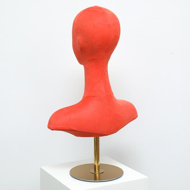 マネキン レディース ウィッグ対応 帽子かけ アクセサリー展示 陳列用 肩付き トルソー ヘッド 撮影用 ピンク系 鹿の子素材