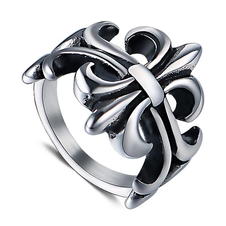 指輪 メンズ レディース チタン鋼 クロス 幾何学模様 パンク 個性的 リング アクセサリー(4.0)