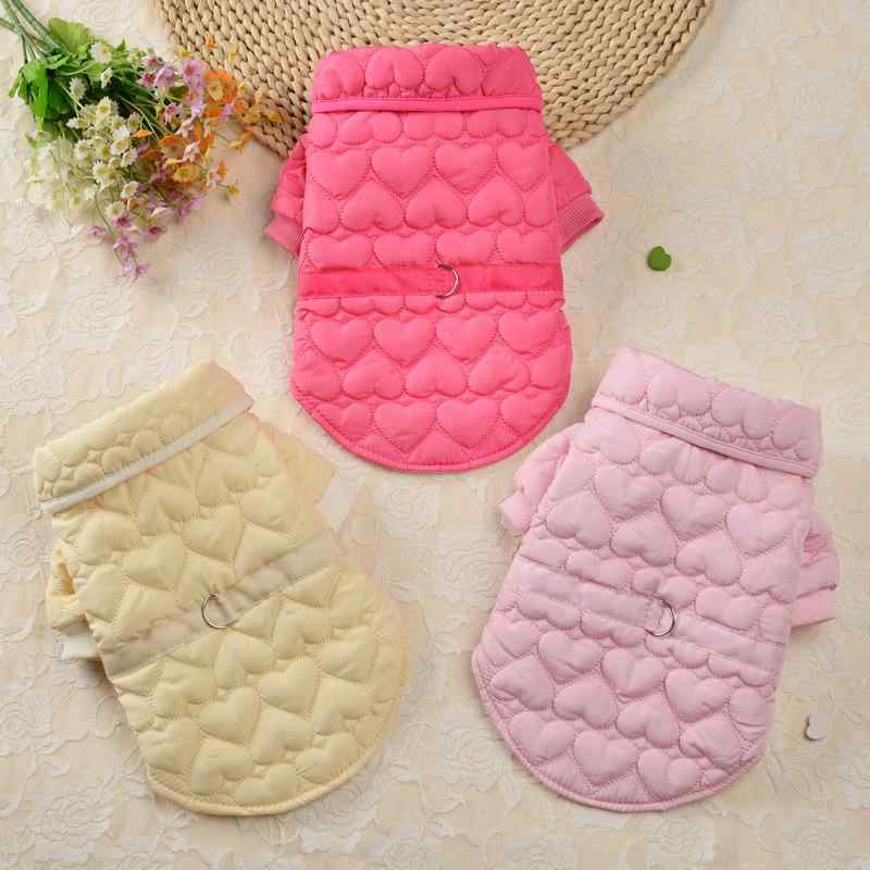 Garments - ドッグウェア レディース 冬用 ペット服 ハート柄 コットン 犬 服 かわいい 猫 小型犬 中型犬 大型犬 ピンク系 イエロー