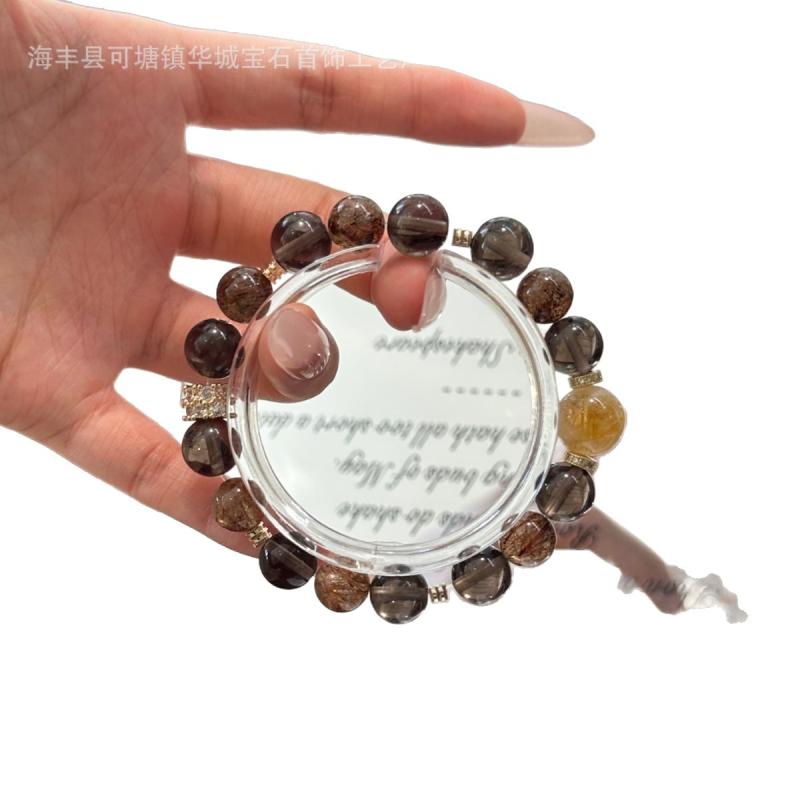 ブレスレット レディース 天然石 DIY 黄水晶 茶水晶 金虎眼石 金色 パーツ 小清新 腕輪 手作り ハンドメイド パワーストーン