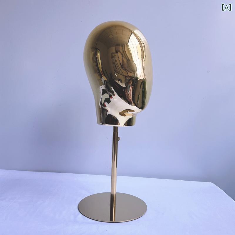 マネキン レディース 帽子 ウィッグ 展示用 ゴールド シルバー 金属製 台座付き プ...