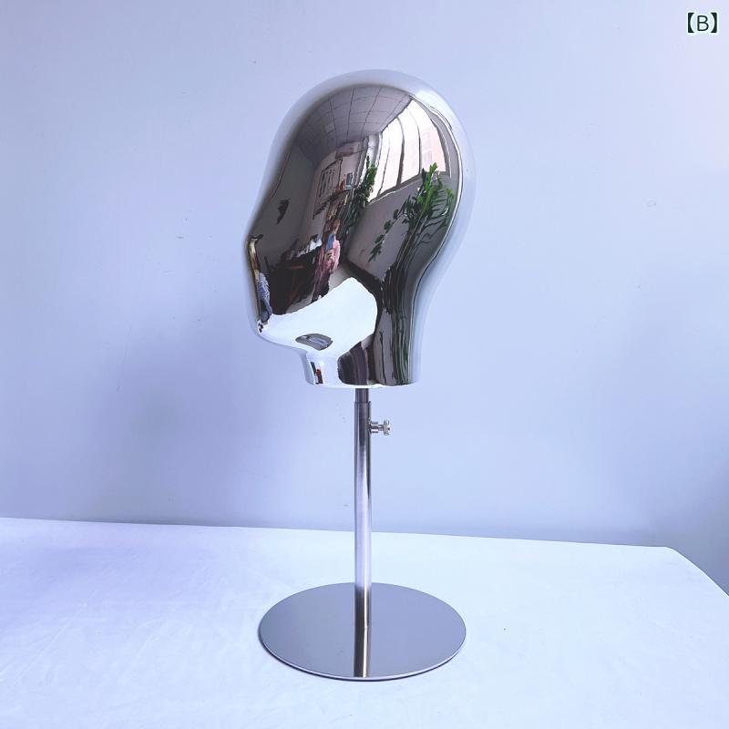 マネキン レディース 帽子 ウィッグ 展示用 ゴールド シルバー 金属製 台座付き プ...