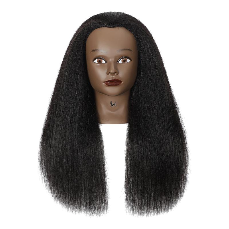 ヘアカット練習用ウィッグ 女性 黒髪 ロング ストレート 人毛 100% カット カラー パーマ練習