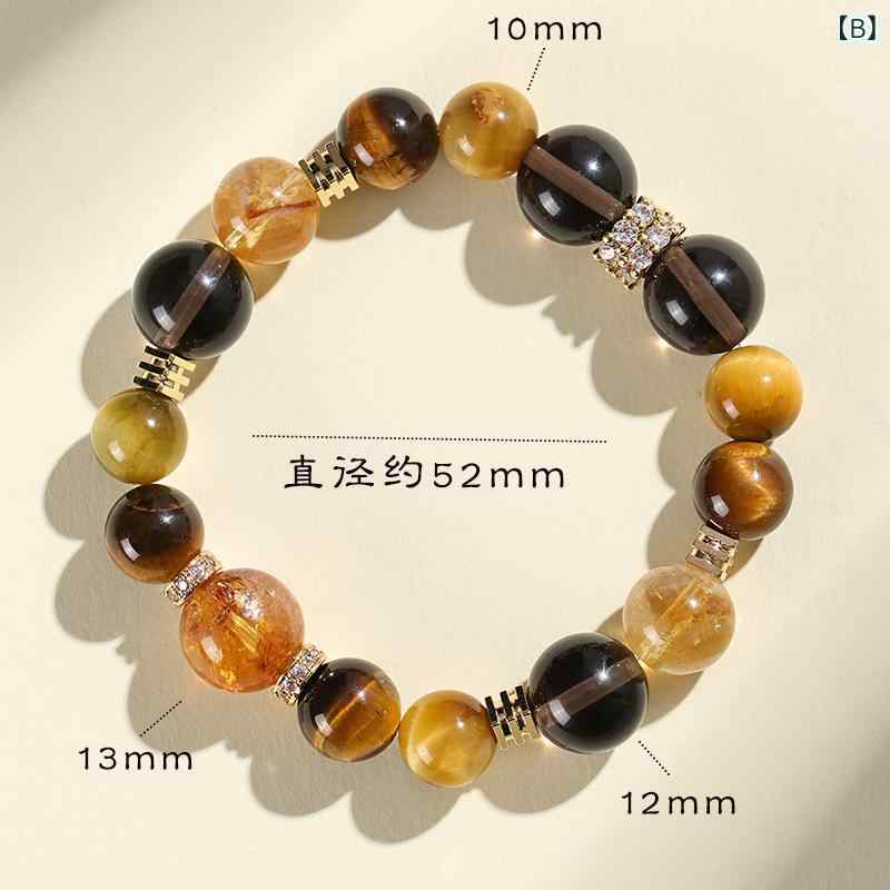 ブレスレット レディース 天然石 イエロータイガーアイ パワーストーン ファッション OL 通勤 高見え 手作り