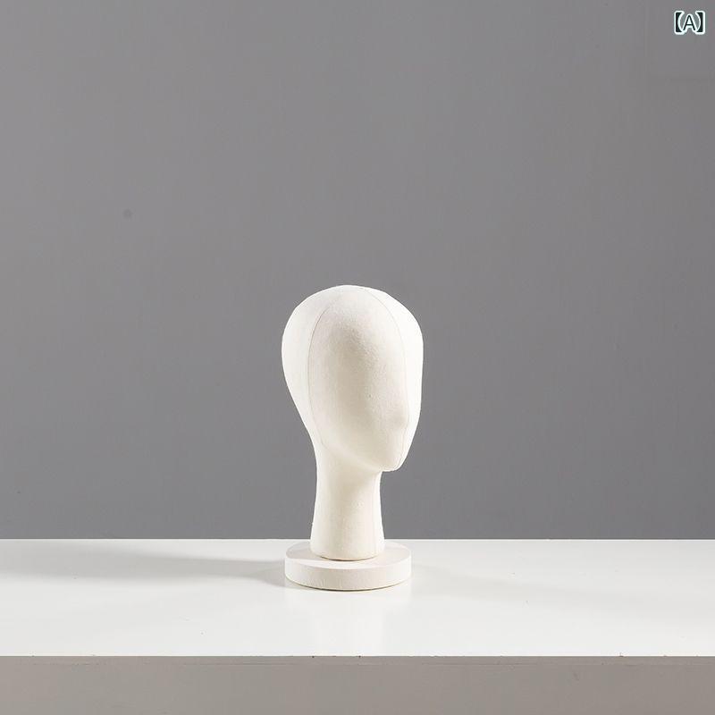シャドーテールのディスプレイ用品 レディース 頭部マネキン 帽子 ウィッグ アクセサリー スタンド 麻布 ガラス繊維 円底｜アングル2