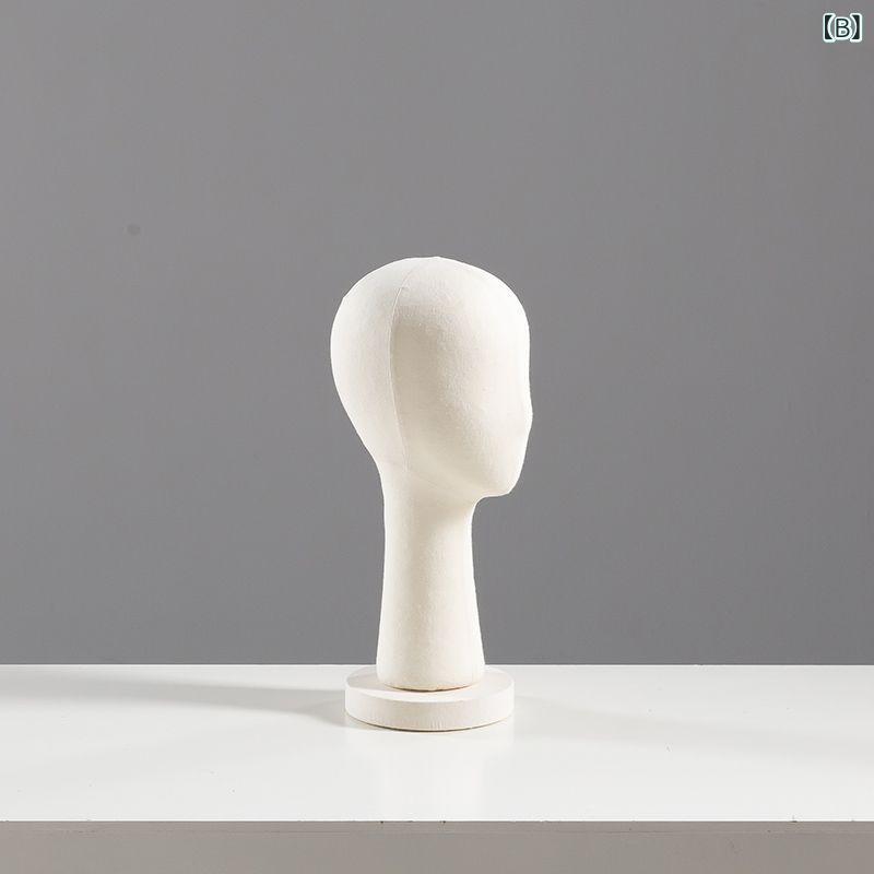 シャドーテールのディスプレイ用品 レディース 頭部マネキン 帽子 ウィッグ アクセサリー スタンド 麻布 ガラス繊維 円底｜アングル3