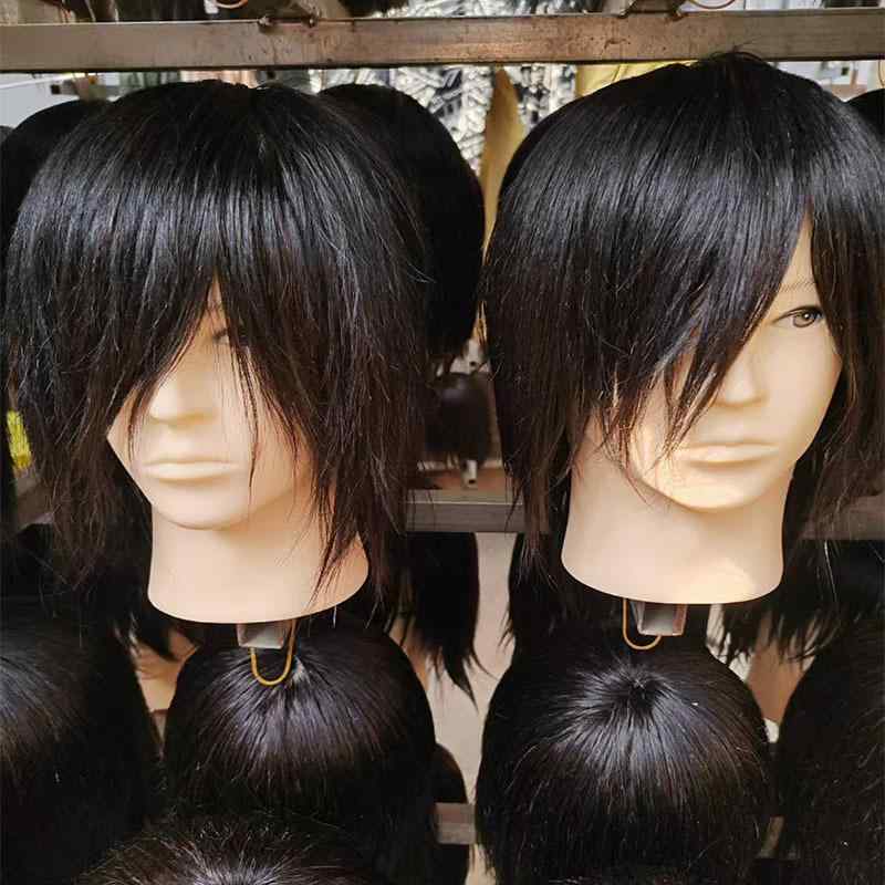 その他 メンズ ヘアカット練習用マネキン ショートヘア 自然な黒髪 パーマ カラーリング可能