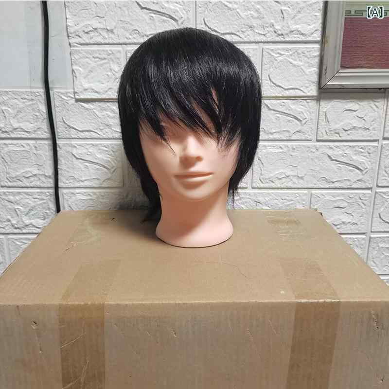 シャドーテールのその他 メンズ ヘアカット練習用マネキン ショートヘア 自然な黒髪 パーマ カラーリング可能｜アングル2