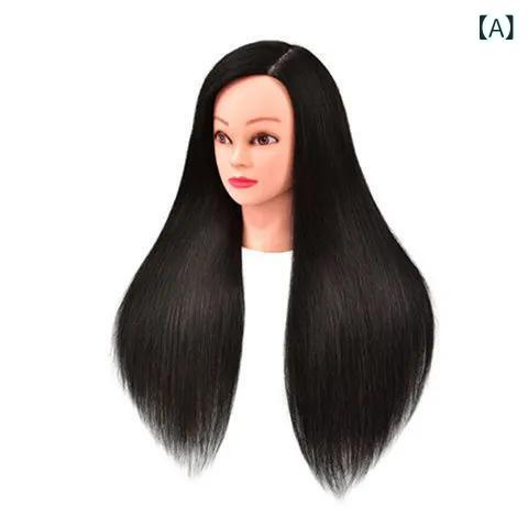 ヘアアクセサリー レディース メンズ 練習用 ウィッグ ヘッド 混合毛 80% メイクアップ 編み込み ヘアアレンジ ヘアスタイリング マネキン カット カラー 自然 黒 深い茶色 ゴールド 2