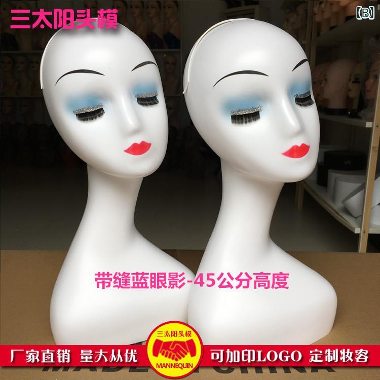 マネキン レディース ウィッグ 帽子 ヘッドトルソー 展示用品 PP製 ブルーアイシャ...