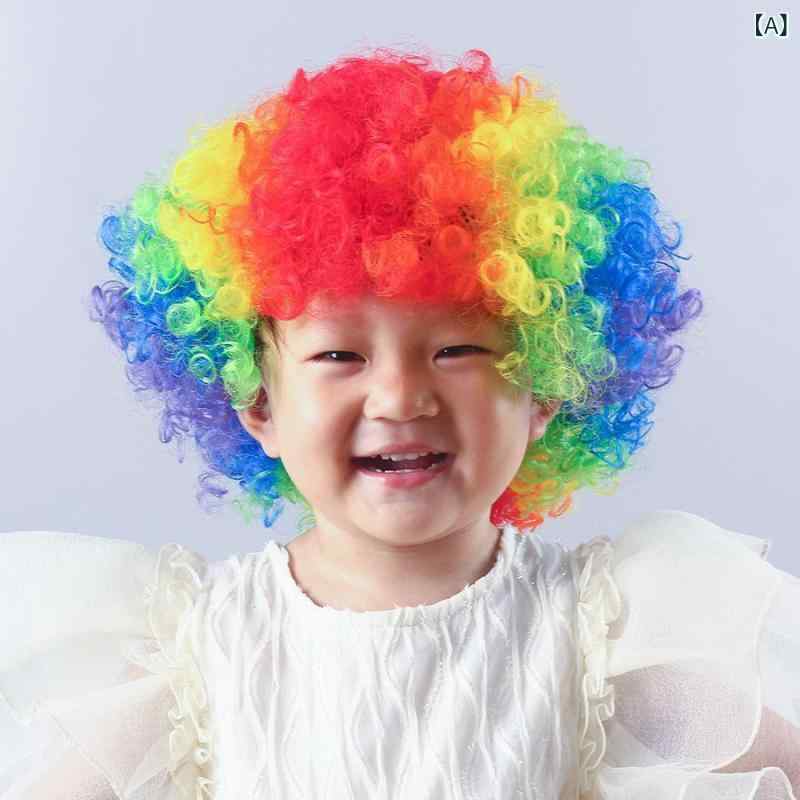 シャドーテールのヘアアクセサリー 子供用 大人用 アフロ ウィッグ カラフル カツラ パーティーグッズ 舞台 イベント コスプレ 忘年会 新年会｜アングル2